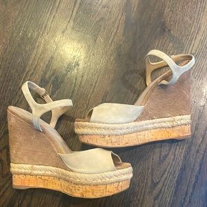 Gucci Platform Wedge Sandal suede logo 39